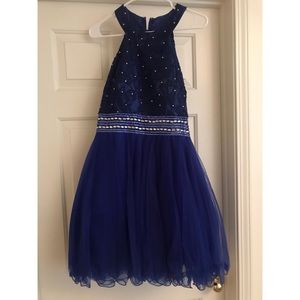 Royal blue halter top homecoming dress